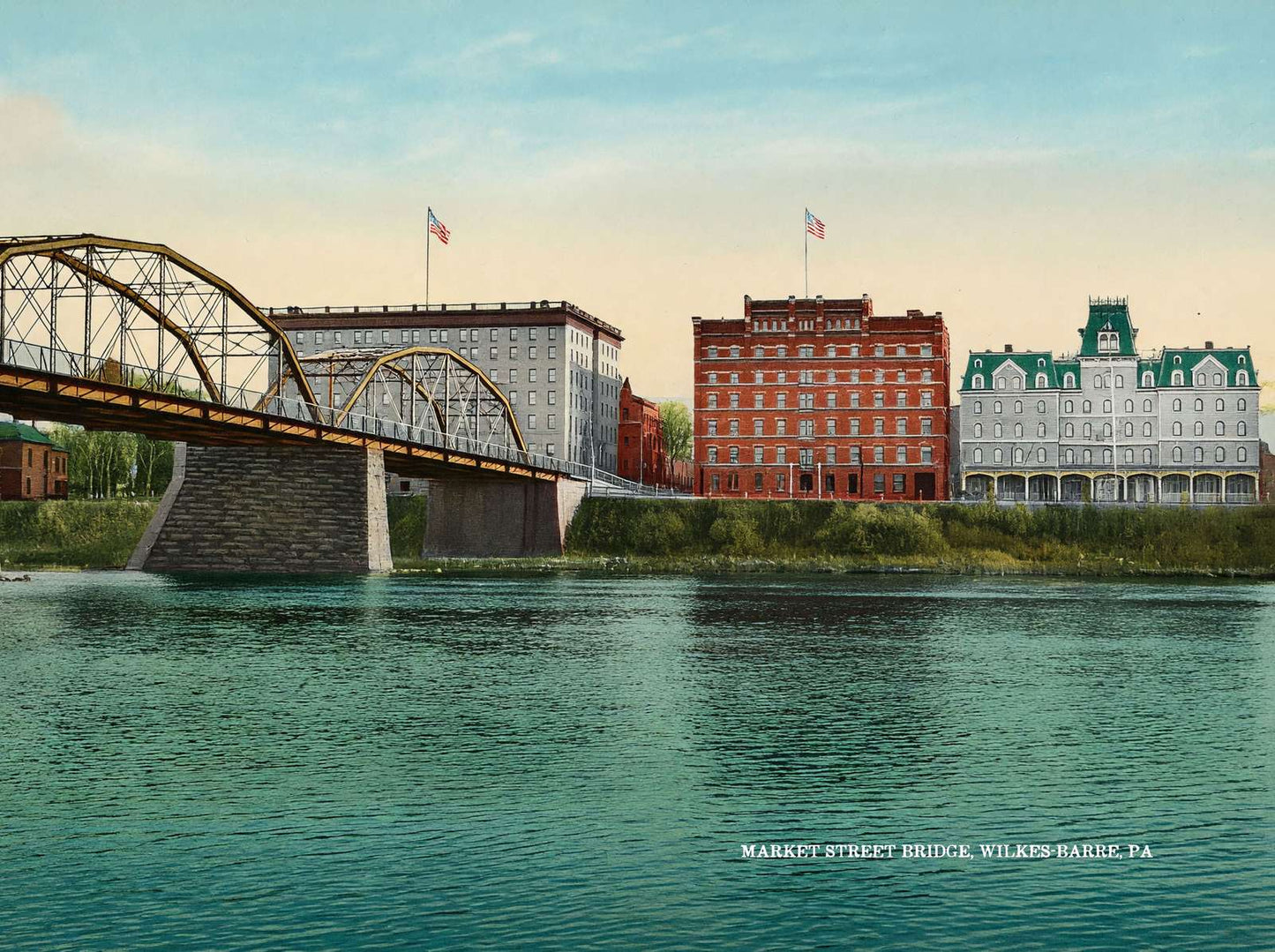 Market Street Bridge Wilkes-Barre PA in 1907 Vintage Print (7 Sizes)