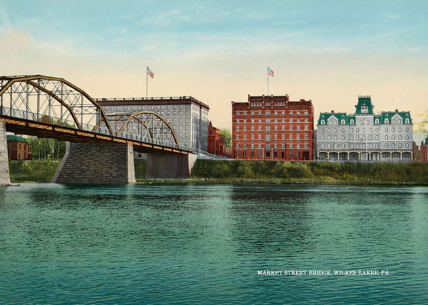 Market Street Bridge Wilkes-Barre PA in 1907 Vintage Print (7 Sizes)