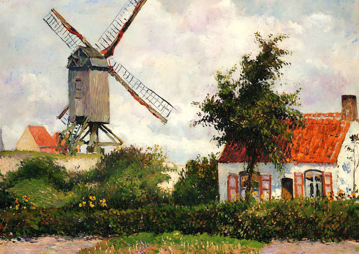Windmill at Knokke, Belgium 1894 by Camille Pissarro Art Print (6 Sizes)