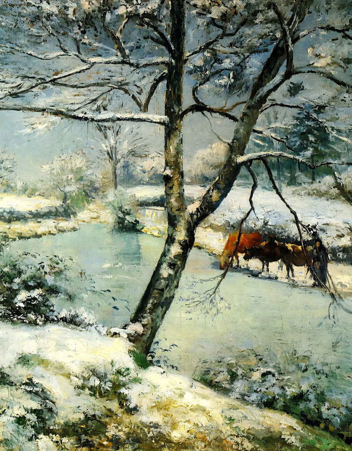 Winter at Montfoucault Fine Art Print 1875 by Camille Pissarro (6 Sizes)