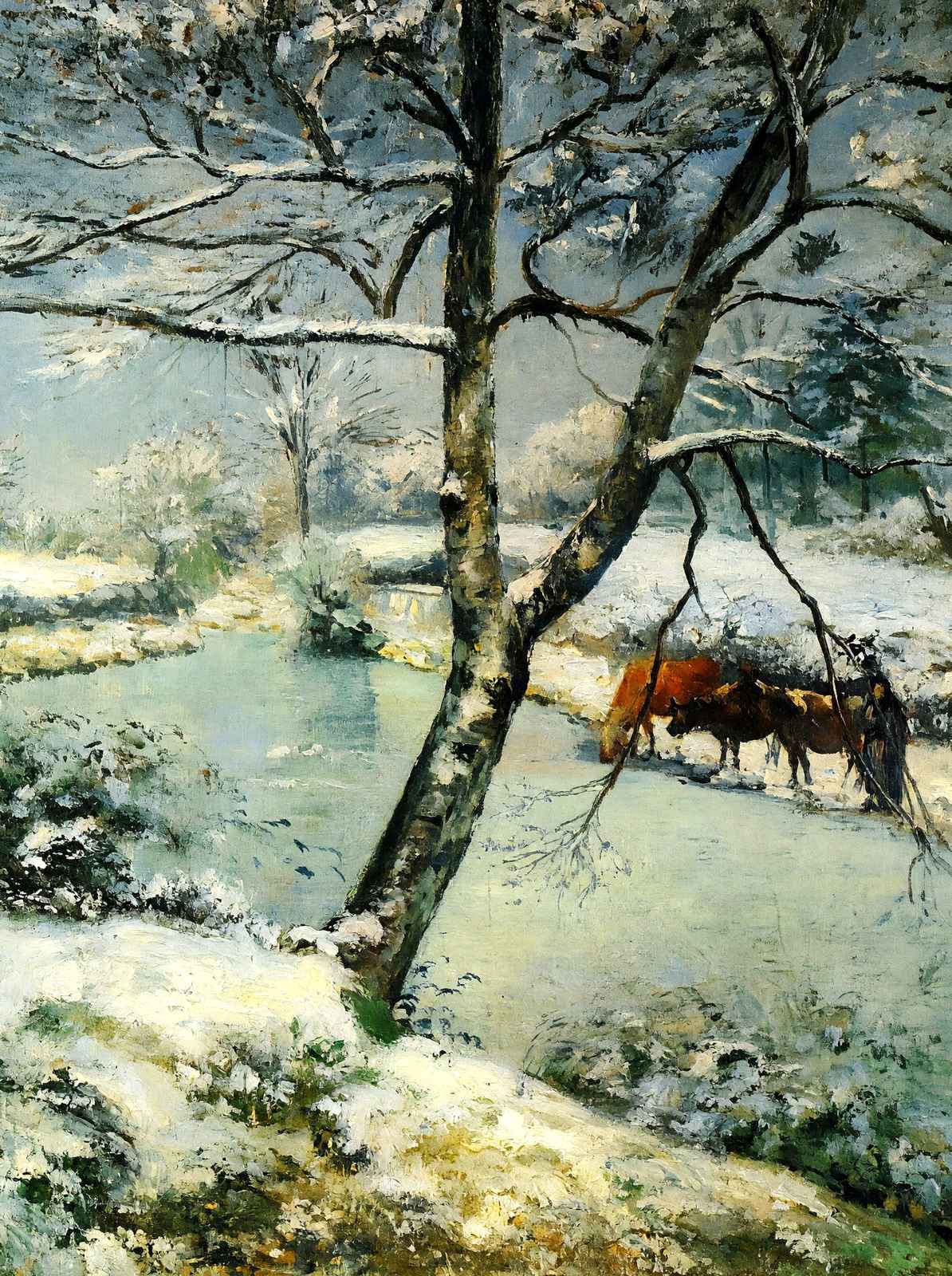 Winter at Montfoucault Fine Art Print 1875 by Camille Pissarro (6 Sizes)