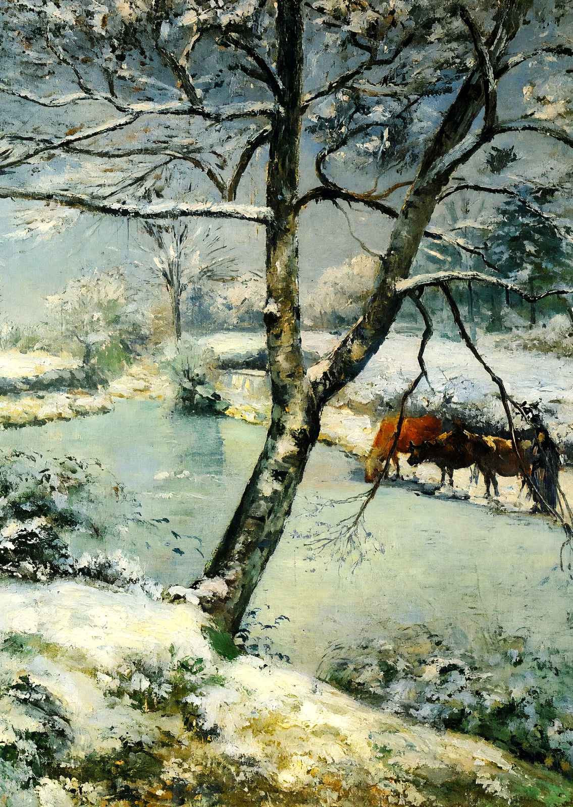 Winter at Montfoucault Fine Art Print 1875 by Camille Pissarro (6 Sizes)
