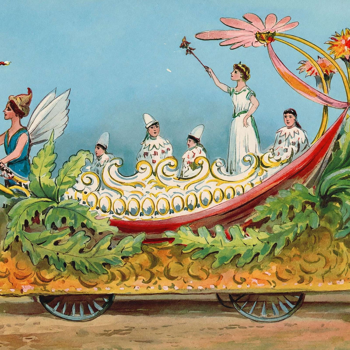 Winged Woman Float Houston Carnival 1907 Vintage Print (7 Sizes) - Retouched