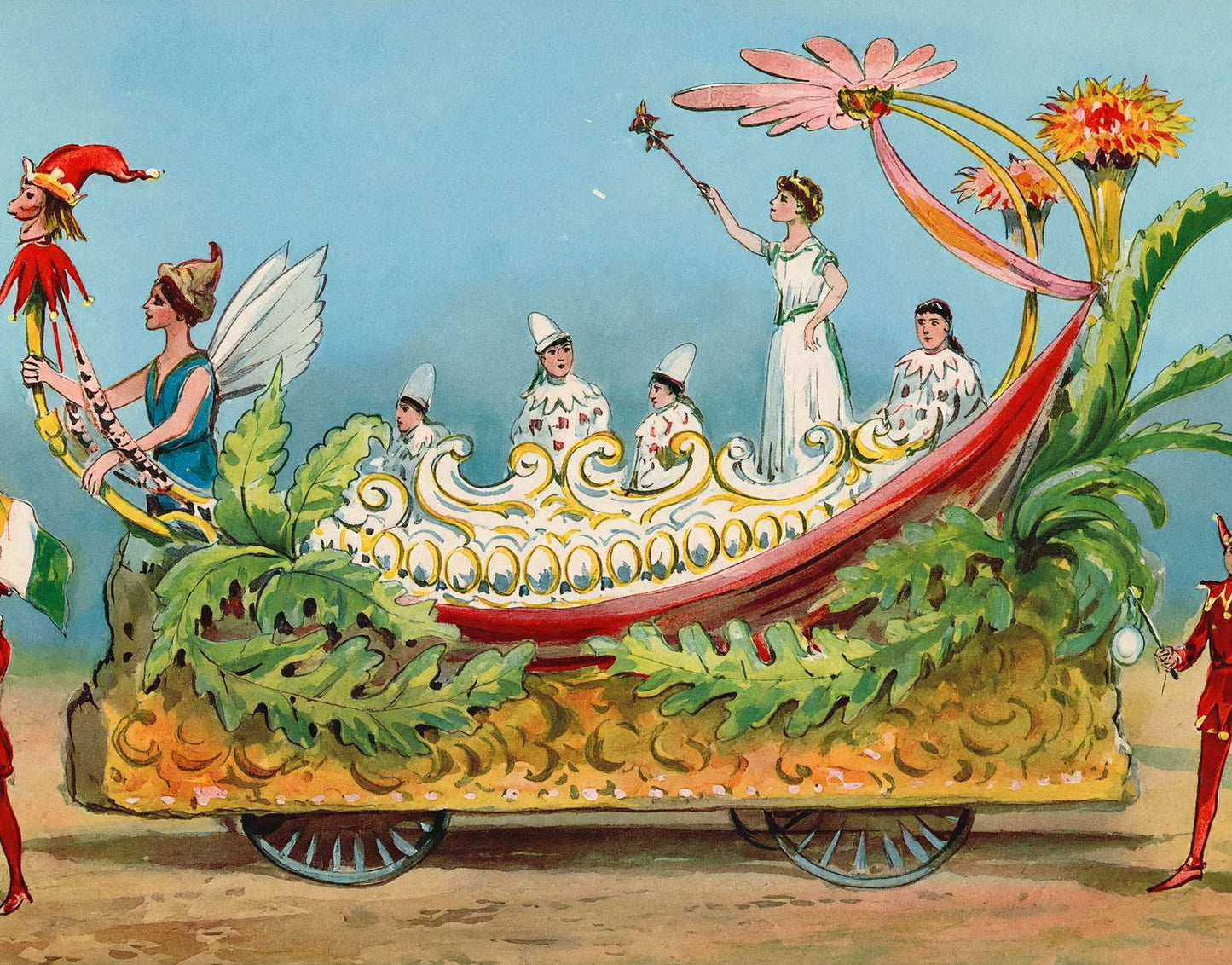 Winged Woman Float Houston Carnival 1907 Vintage Print (7 Sizes) - Retouched