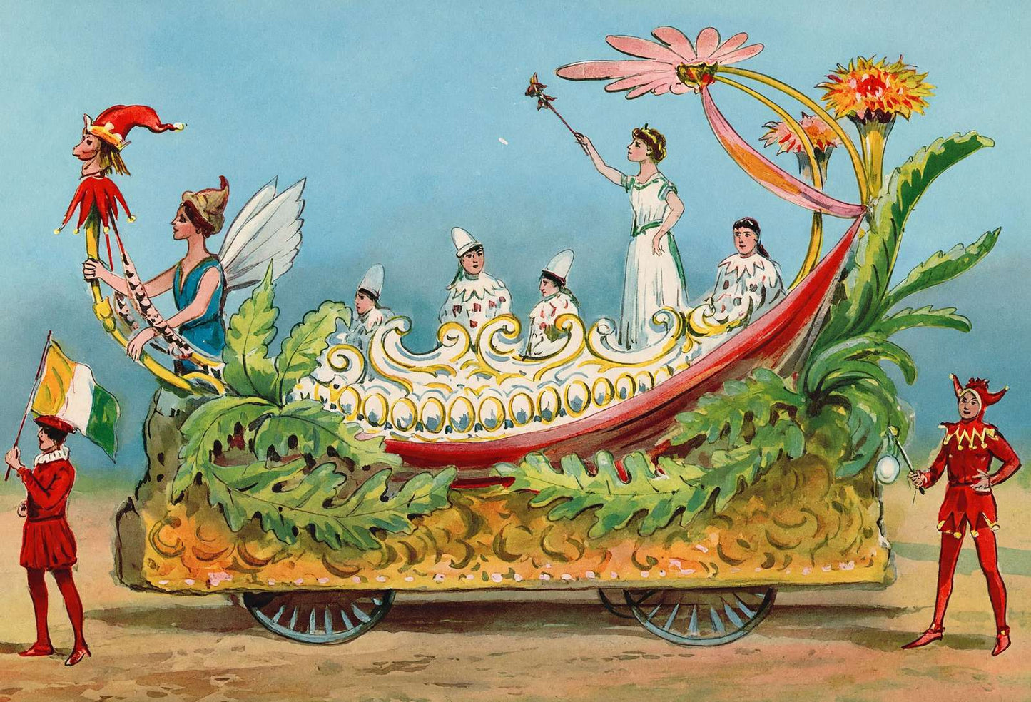Winged Woman Float Houston Carnival 1907 Vintage Print (7 Sizes) - Retouched