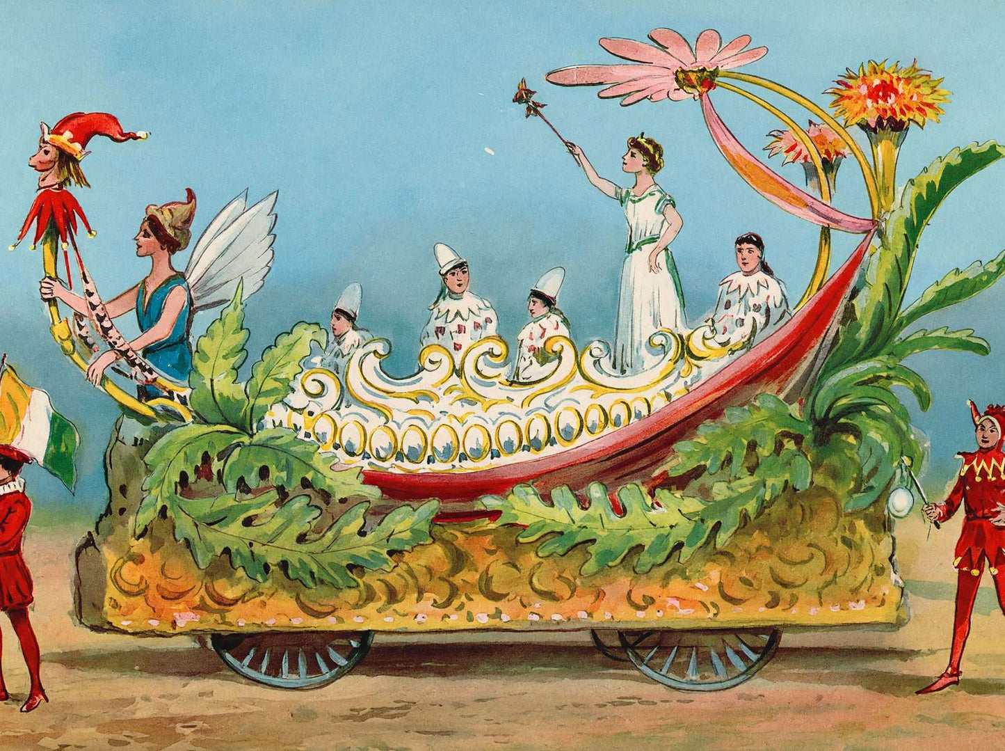 Winged Woman Float Houston Carnival 1907 Vintage Print (7 Sizes) - Retouched