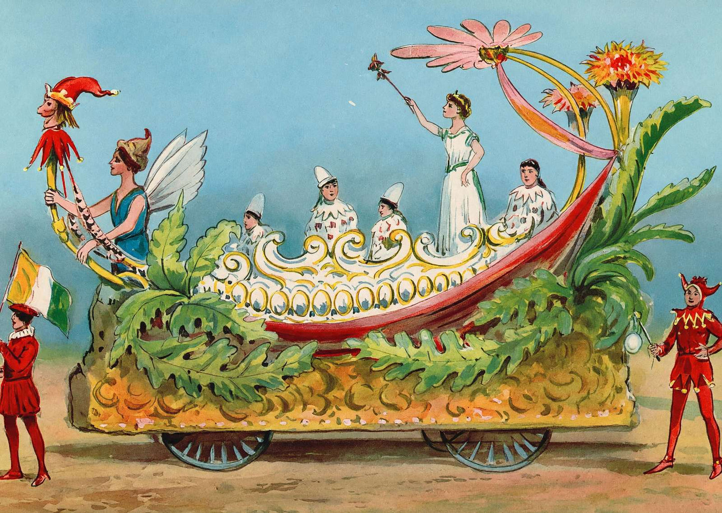 Winged Woman Float Houston Carnival 1907 Vintage Print (7 Sizes) - Retouched