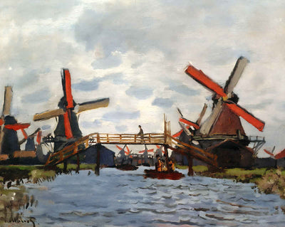 Windmills near Zaandam painting by Claude Monet (1871)