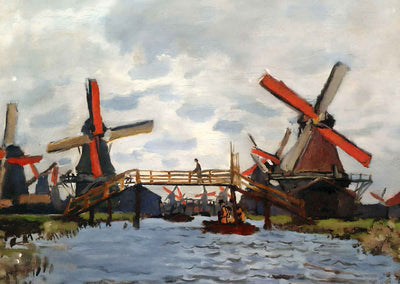 Windmills near Zaandam Art Print 1871 Painting by Claude Monet (6 Sizes)