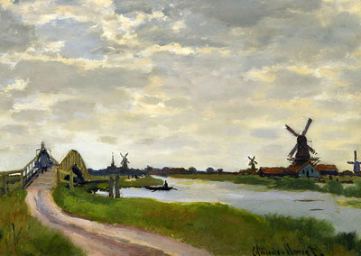 Windmills at Haaldersbroek, Zaandam Art Print 1871 by Claude Monet (6 Sizes)