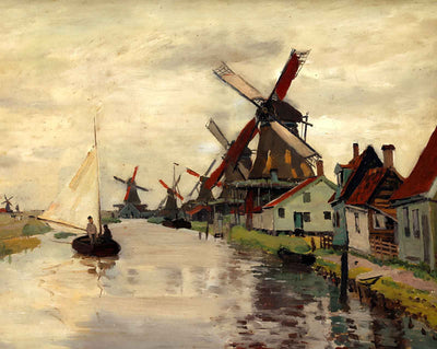 Windmills in Holland art print by Claude Monet (1871)