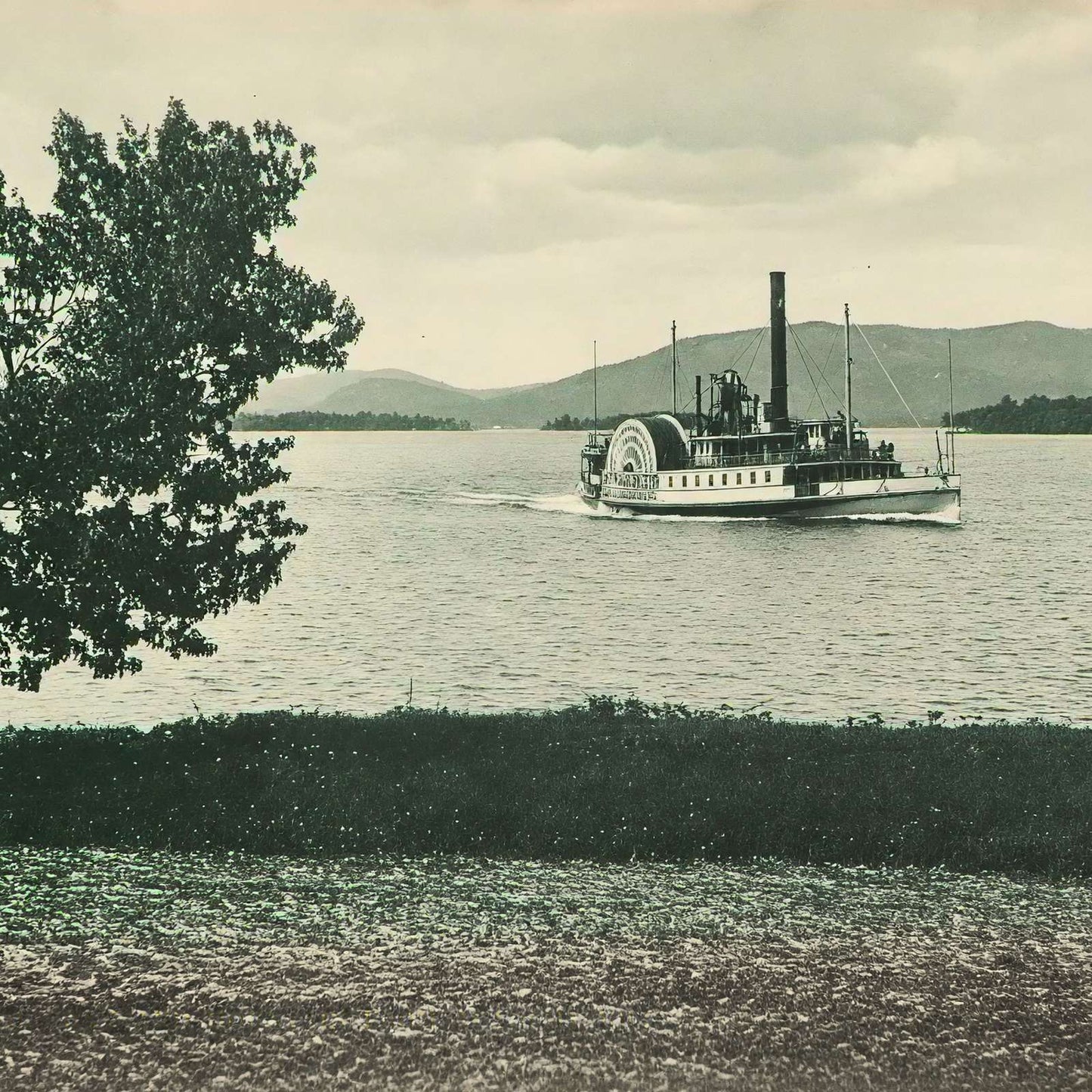 Bay and Mountain from Academy Hill Wolfeboro NH in 1906 Vintage Print