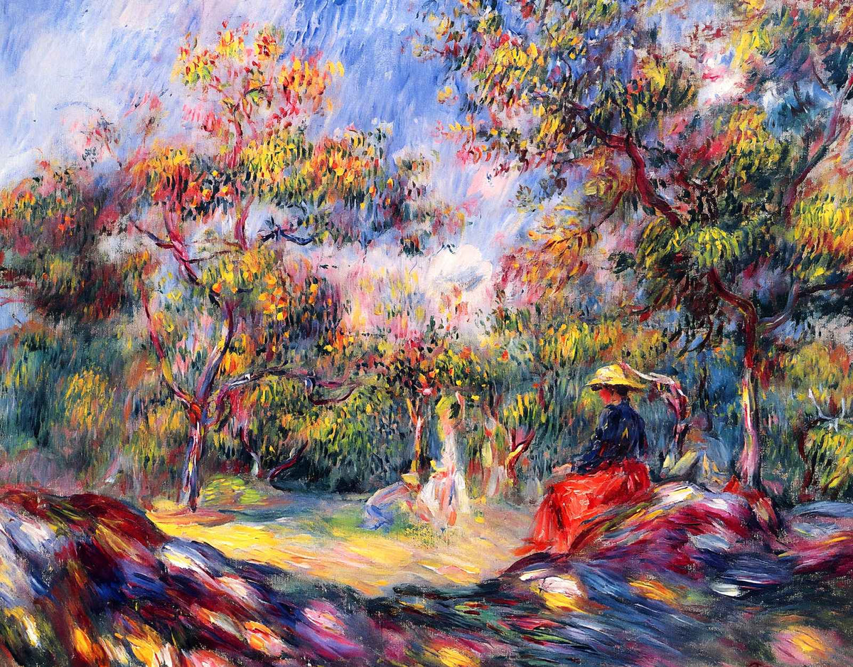 Woman in a Landscape Painting by Pierre-Auguste Renoir Fine Art Print (6 Sizes)