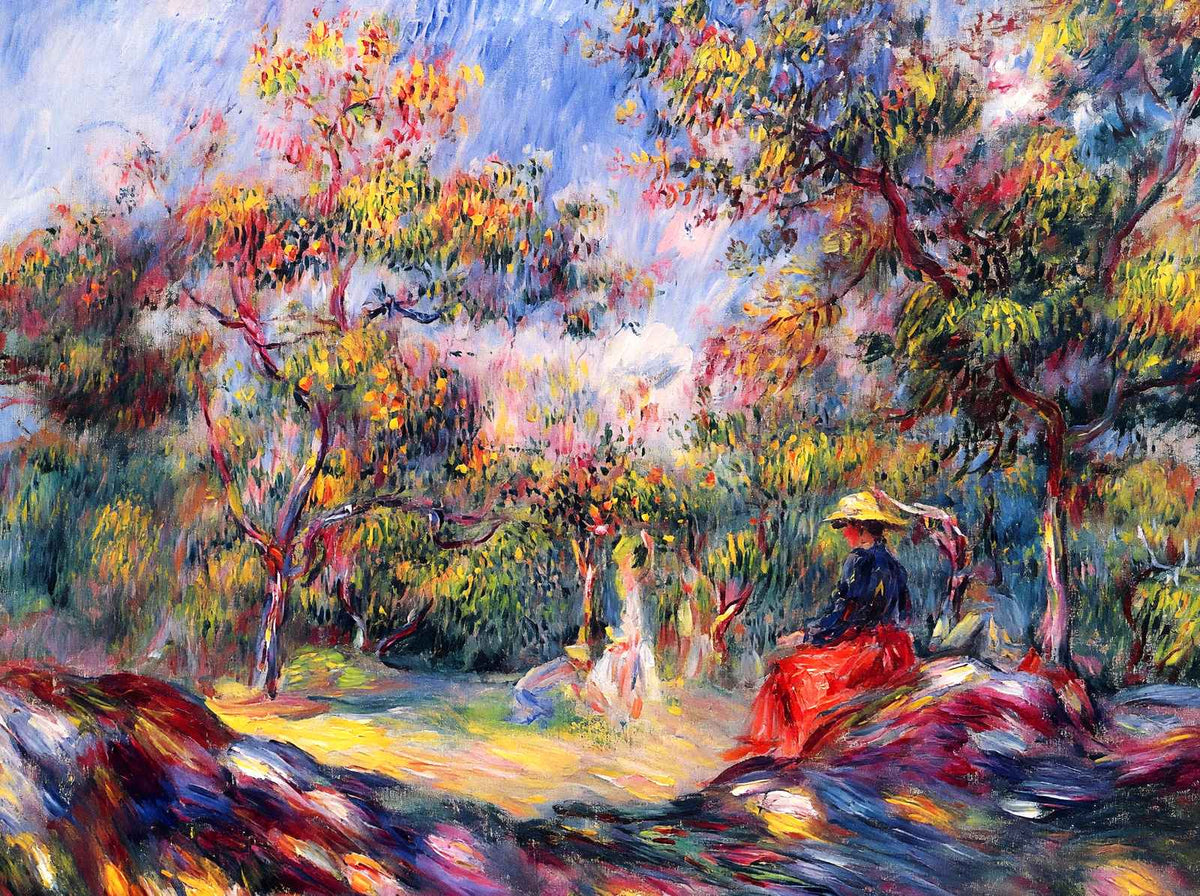 Woman in a Landscape Painting by Pierre-Auguste Renoir Fine Art Print (6 Sizes)