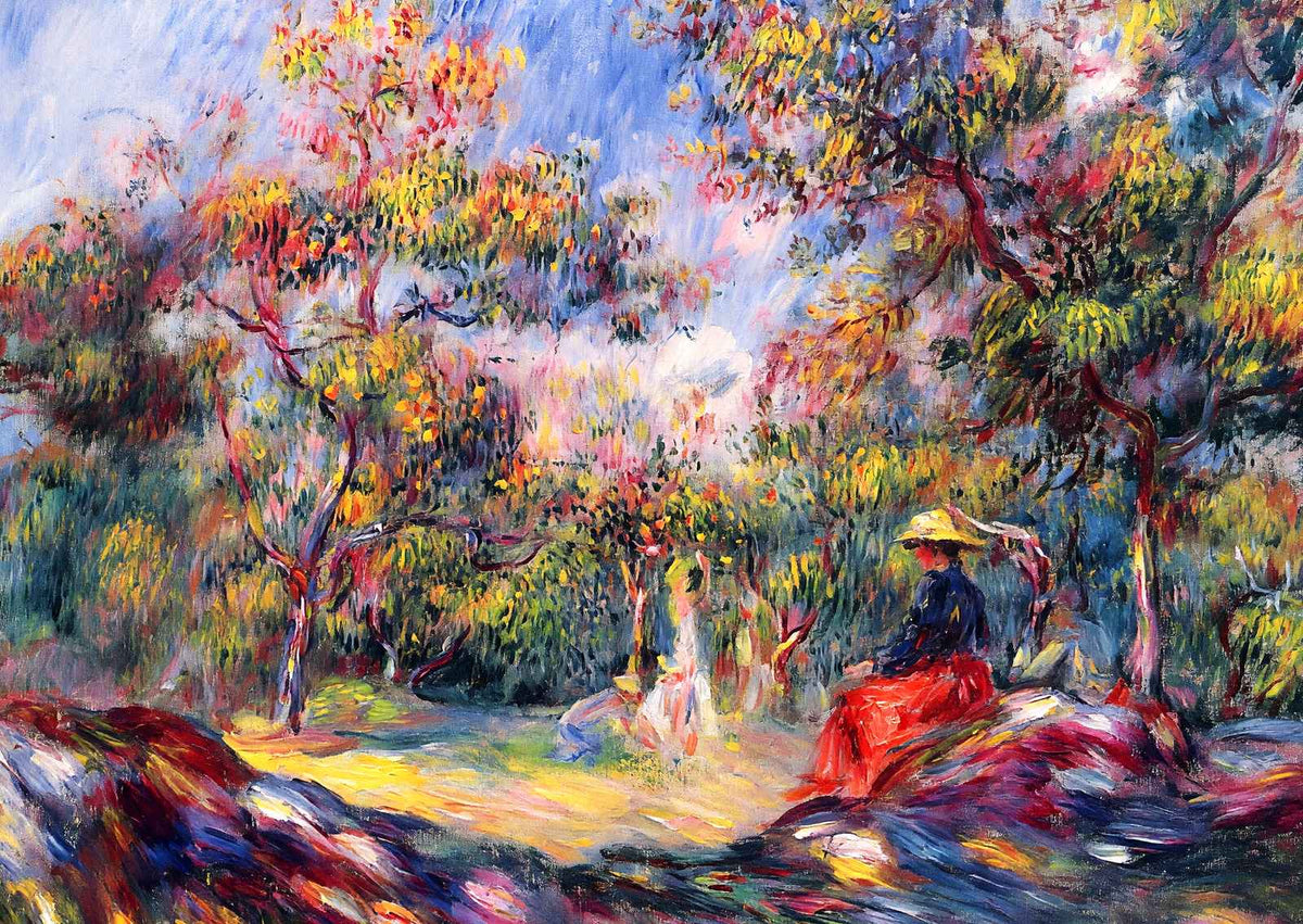Woman in a Landscape Painting by Pierre-Auguste Renoir Fine Art Print (6 Sizes)
