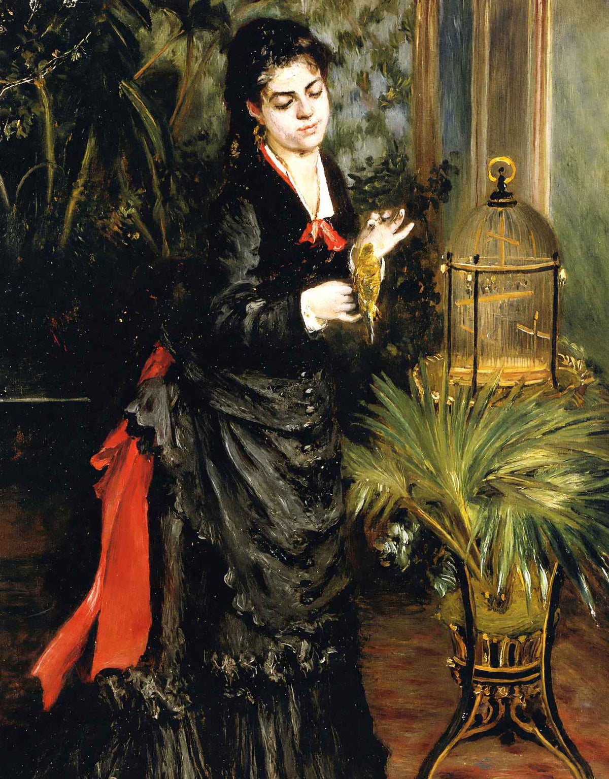 Woman with a Parrot (Henriette Darras) 1871 by Renoir Art Print (6 Sizes)