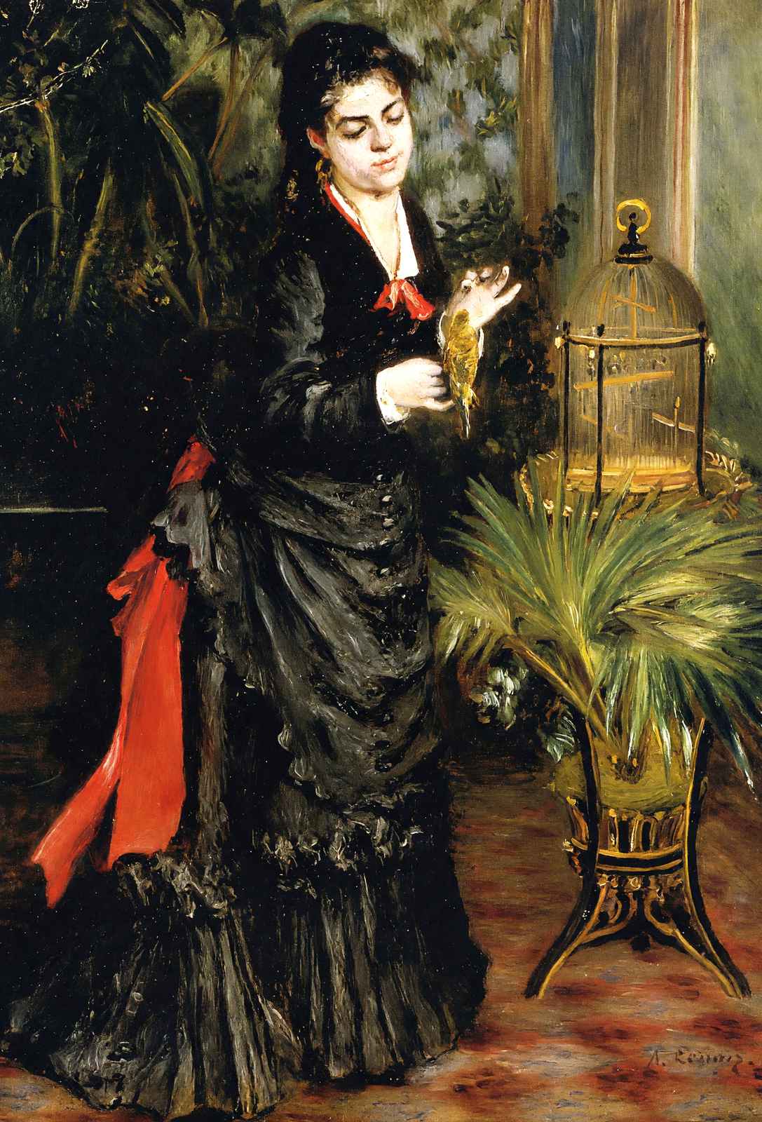 Woman with a Parrot (Henriette Darras) 1871 by Renoir Art Print (6 Sizes)