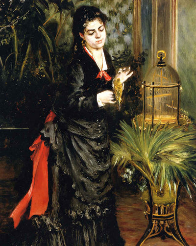 Woman with a Parrot (Henriette Darras) painting by Pierre-Auguste Renoir (1871)