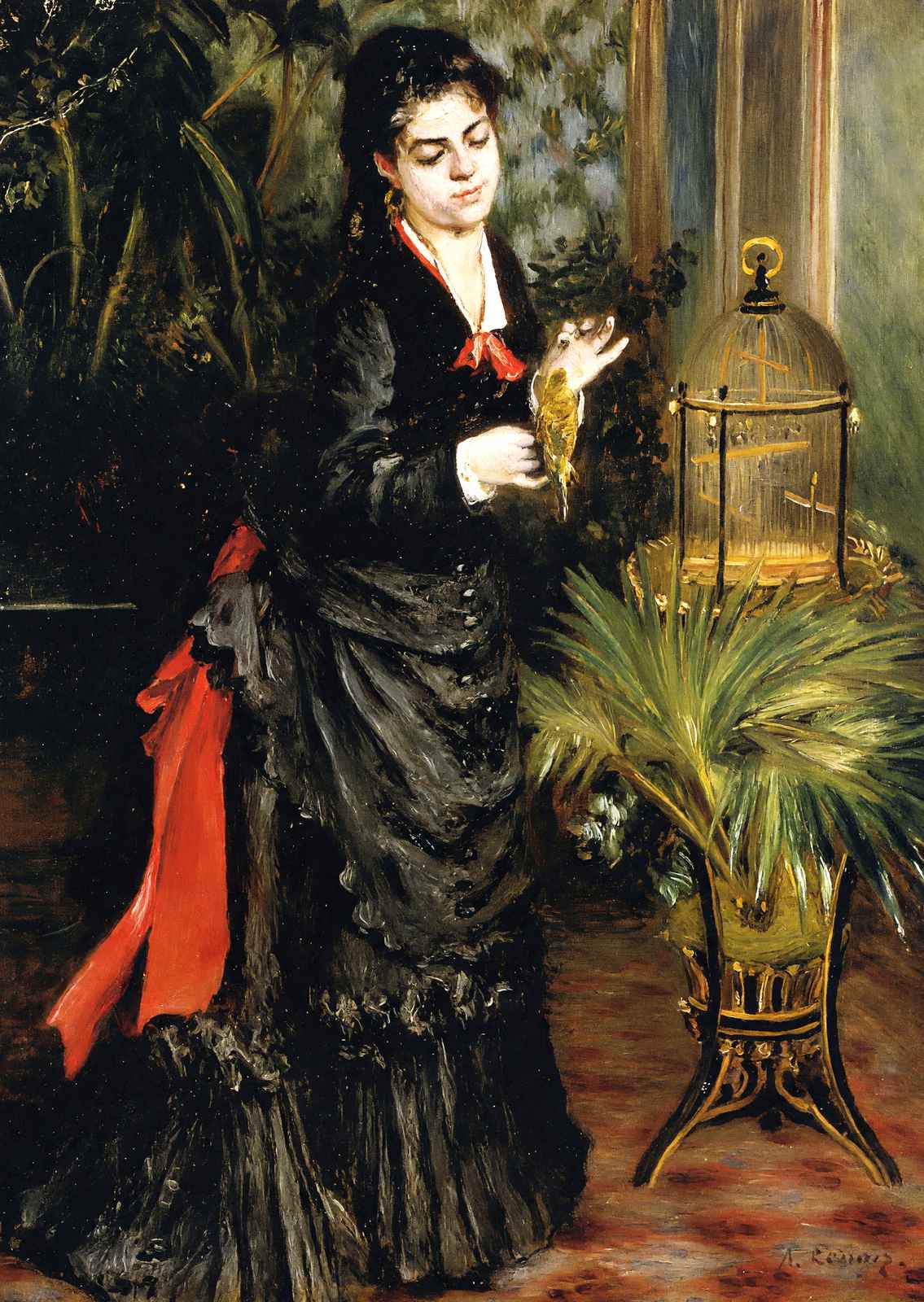 Woman with a Parrot (Henriette Darras) 1871 by Renoir Art Print (6 Sizes)