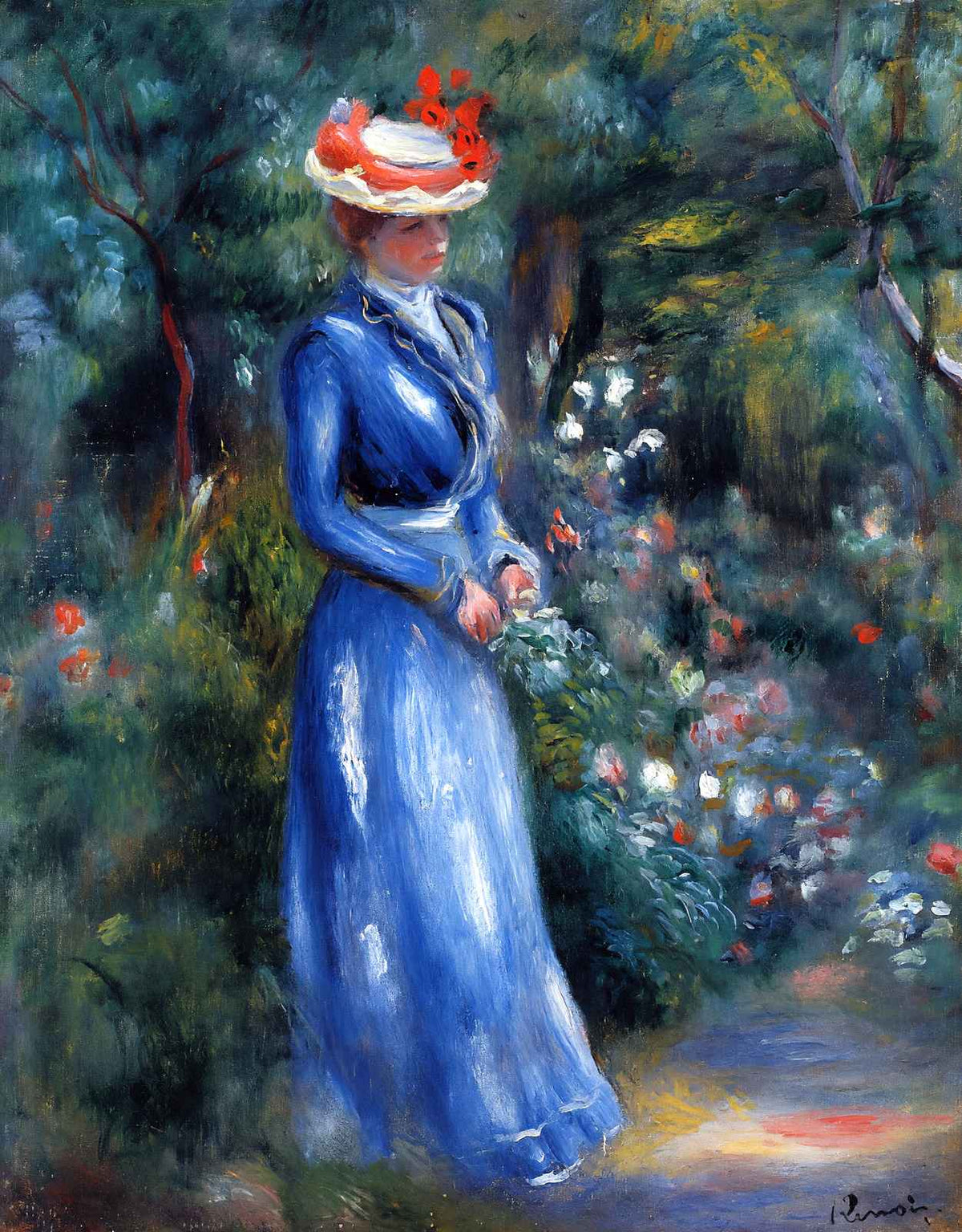 Woman in a Blue Dress, Standing in the Garden of Saint 1899 Print (6 Sizes)