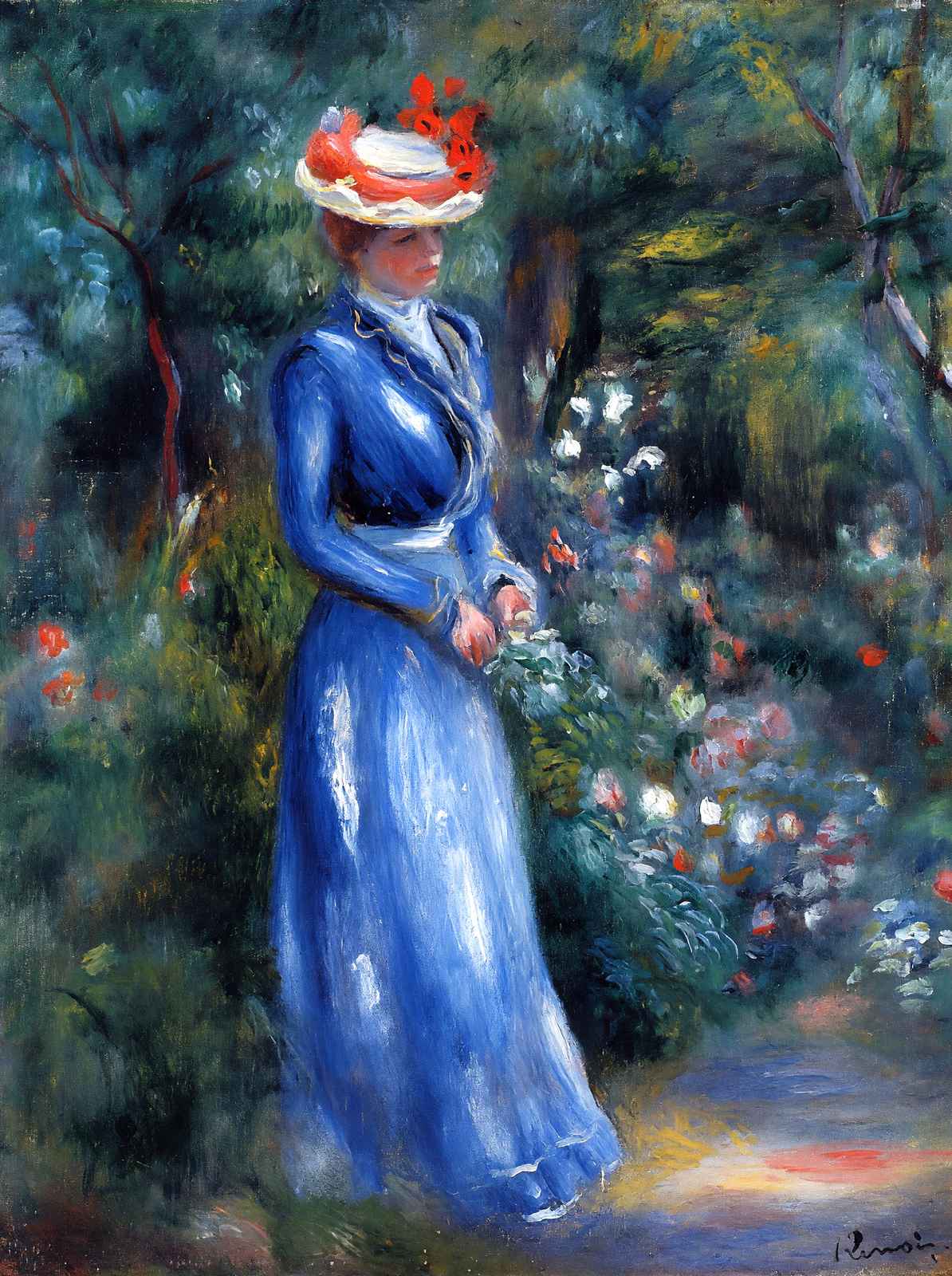 Woman in a Blue Dress, Standing in the Garden of Saint 1899 Print (6 Sizes)