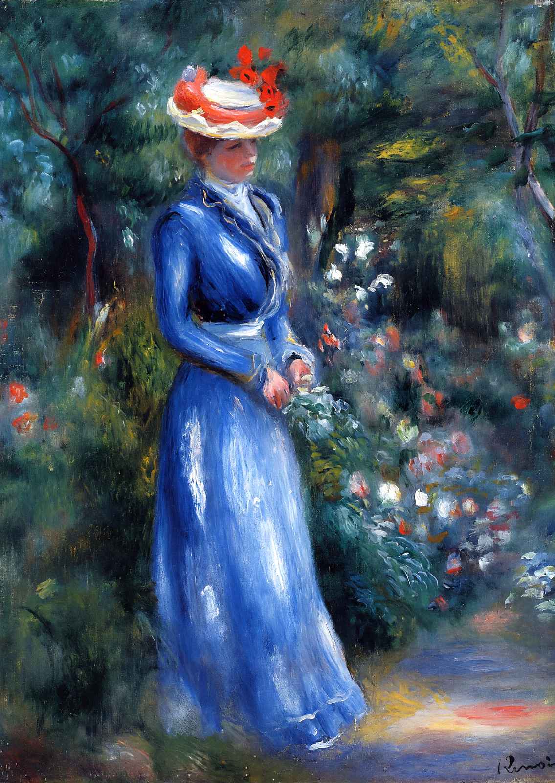 Woman in a Blue Dress, Standing in the Garden of Saint 1899 Print (6 Sizes)