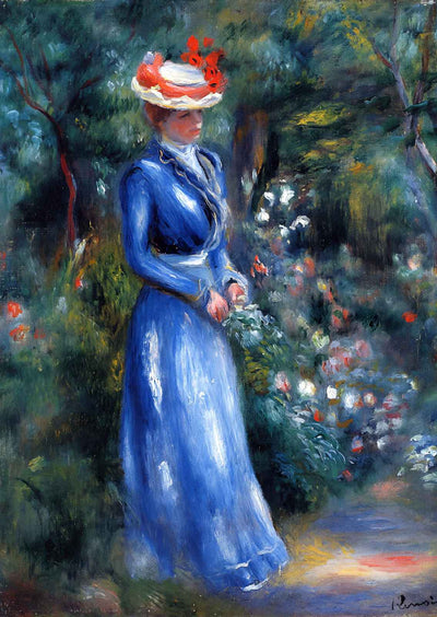 Woman in a Blue Dress, Standing in the Garden of Saint 1899 Print (6 Sizes)