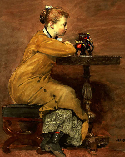 Woman and Elephant art print by Winslow Homer (1877)