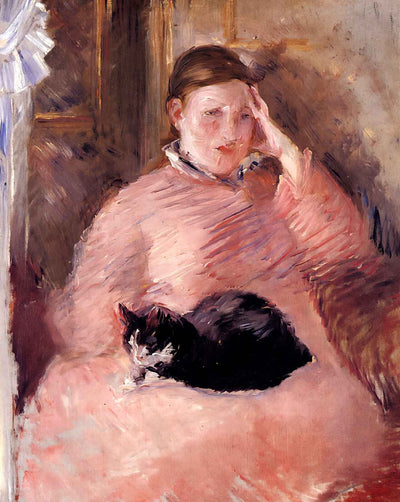 Woman with a Cat fine art print by Edouard Manet (1880)