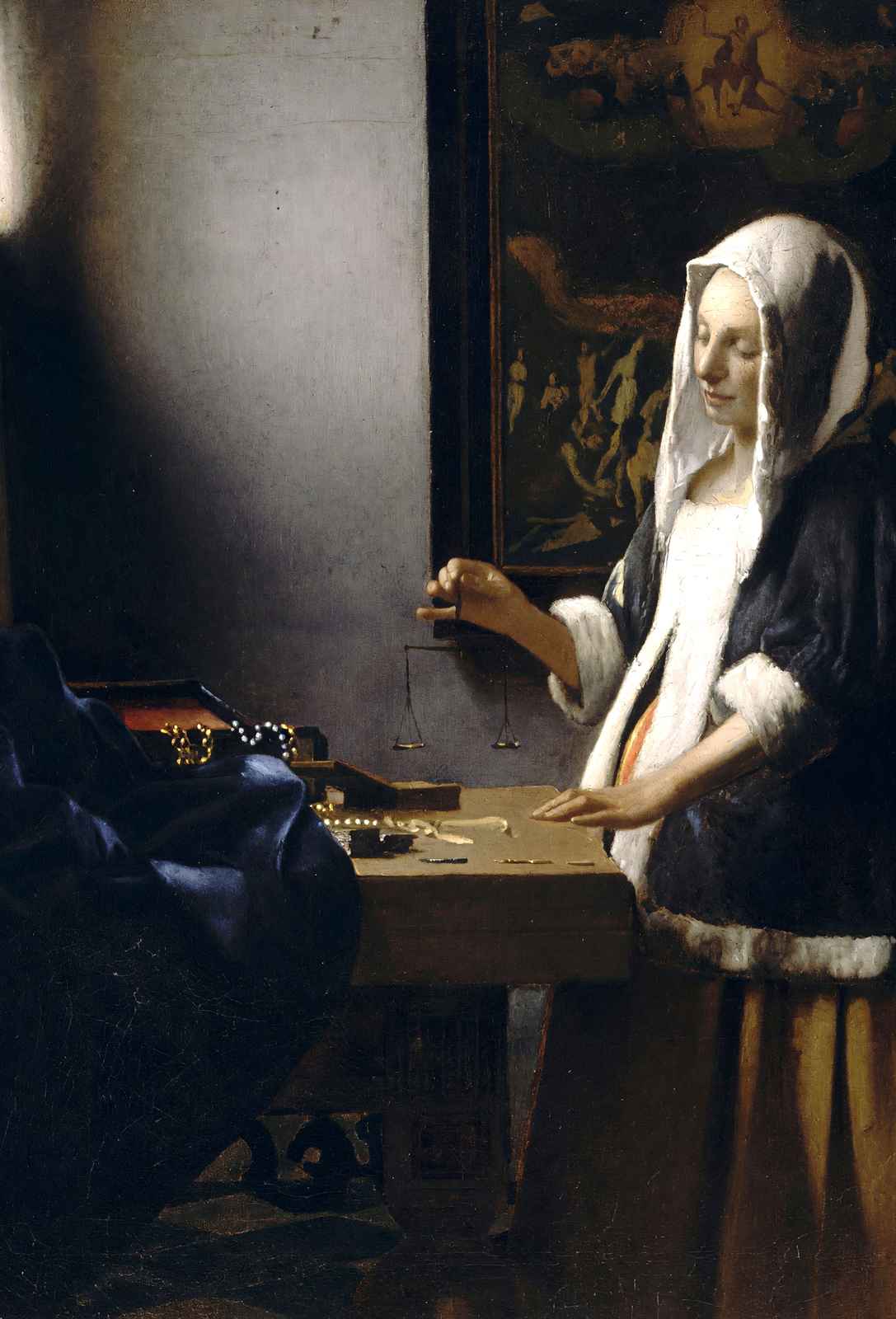 Woman Holding a Balance 1665 Painting by Johannes Vermeer Art Print (6 Sizes)