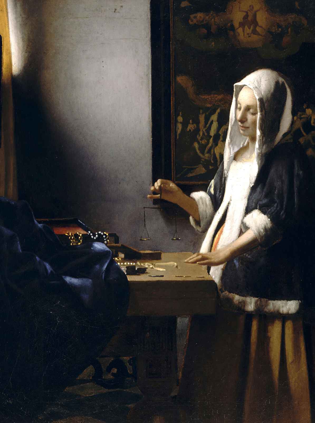 Woman Holding a Balance 1665 Painting by Johannes Vermeer Art Print (6 Sizes)
