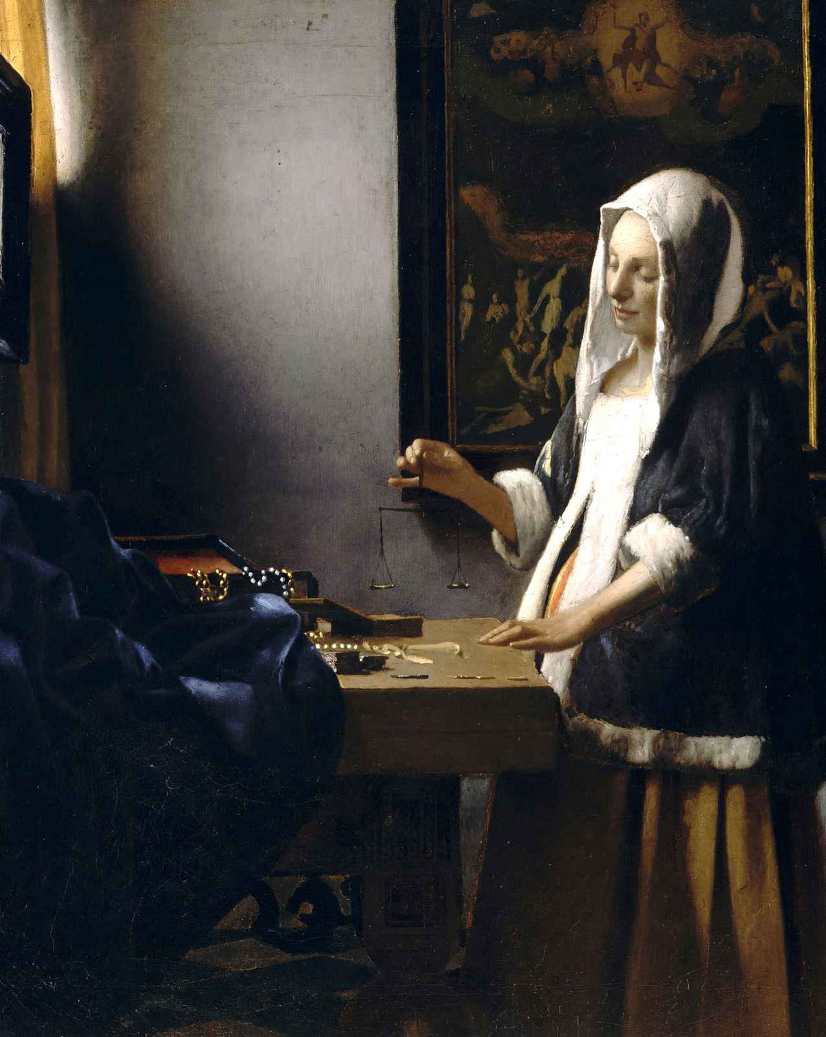 Woman Holding a Balance art print by Johannes Vermeer (1665)