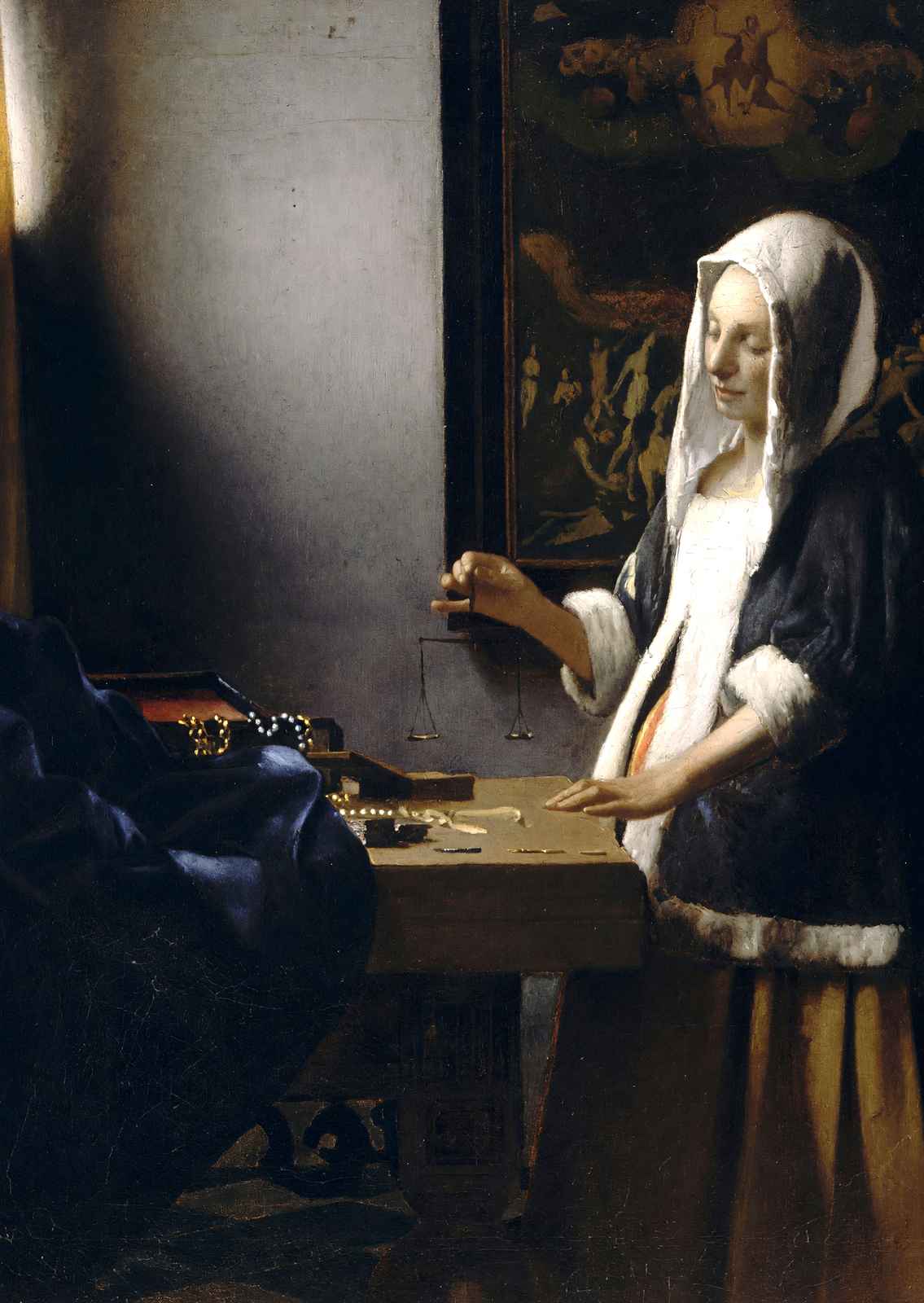 Woman Holding a Balance 1665 Painting by Johannes Vermeer Art Print (6 Sizes)