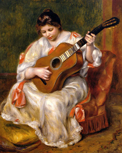 Woman Playing the Guitar art print by Pierre-Auguste Renoir (1896)
