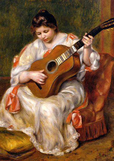 Woman Playing the Guitar Fine Art Print 1896 by Pierre-Auguste Renoir (6 Sizes)