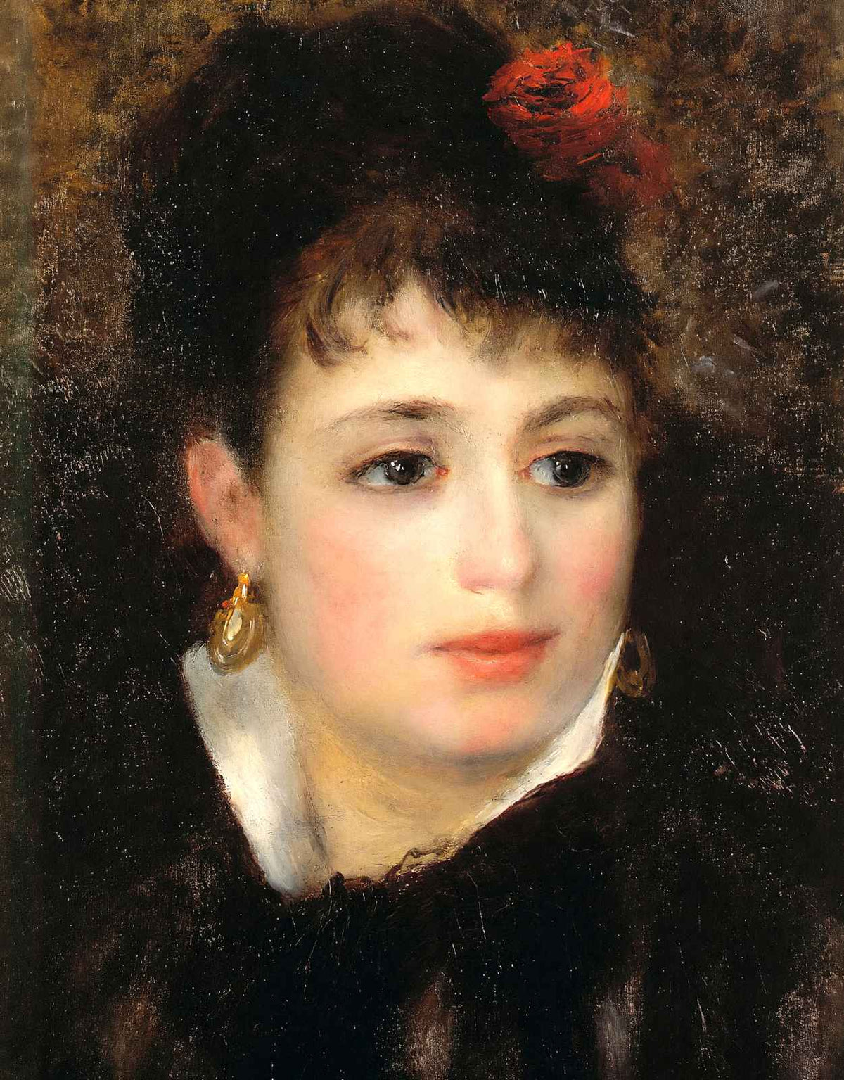 Woman with a Rose Art Print 1876 Painting by Pierre-Auguste Renoir (6 Sizes)