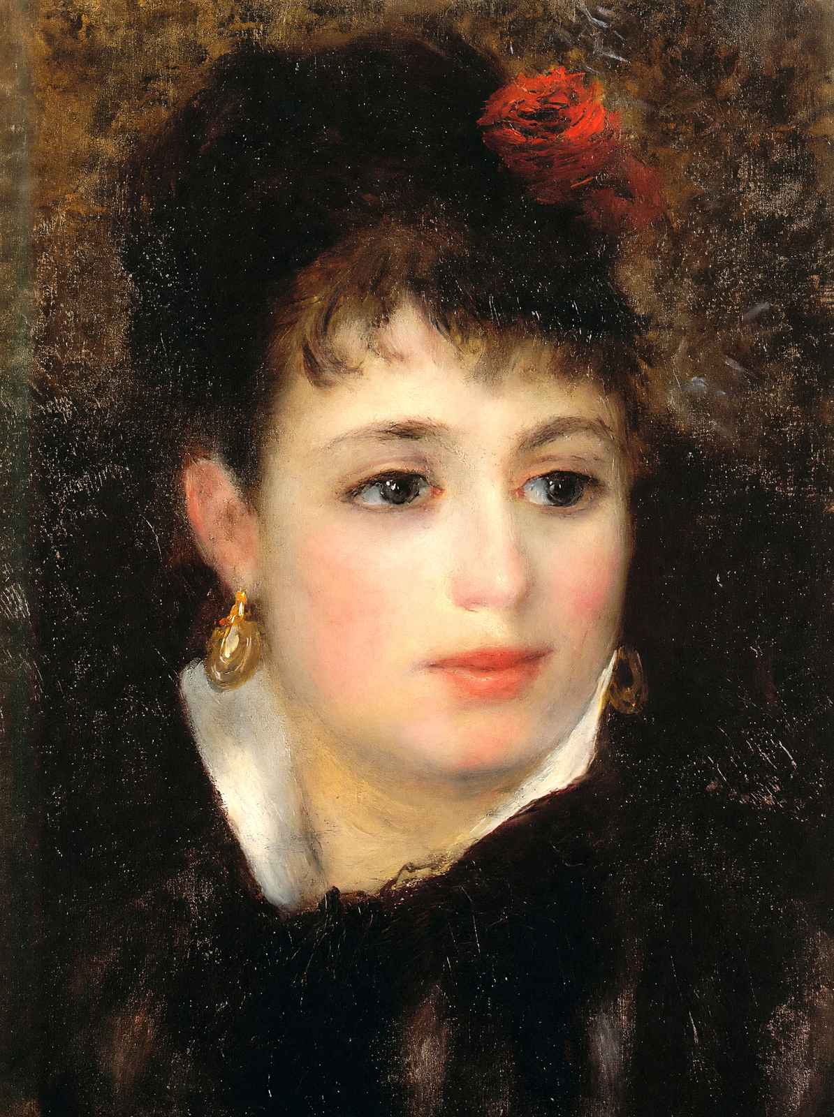Woman with a Rose Art Print 1876 Painting by Pierre-Auguste Renoir (6 Sizes)