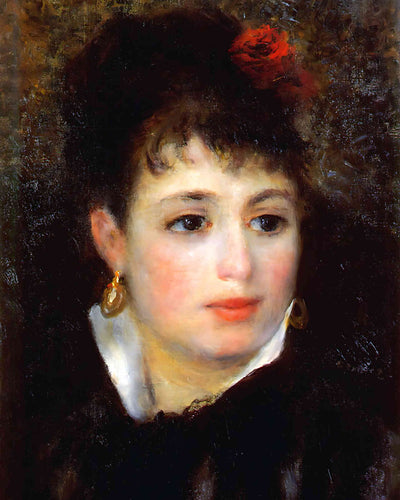 Woman with a Rose Painting by Pierre-Auguste Renoir 8x10" Art Print - Restored