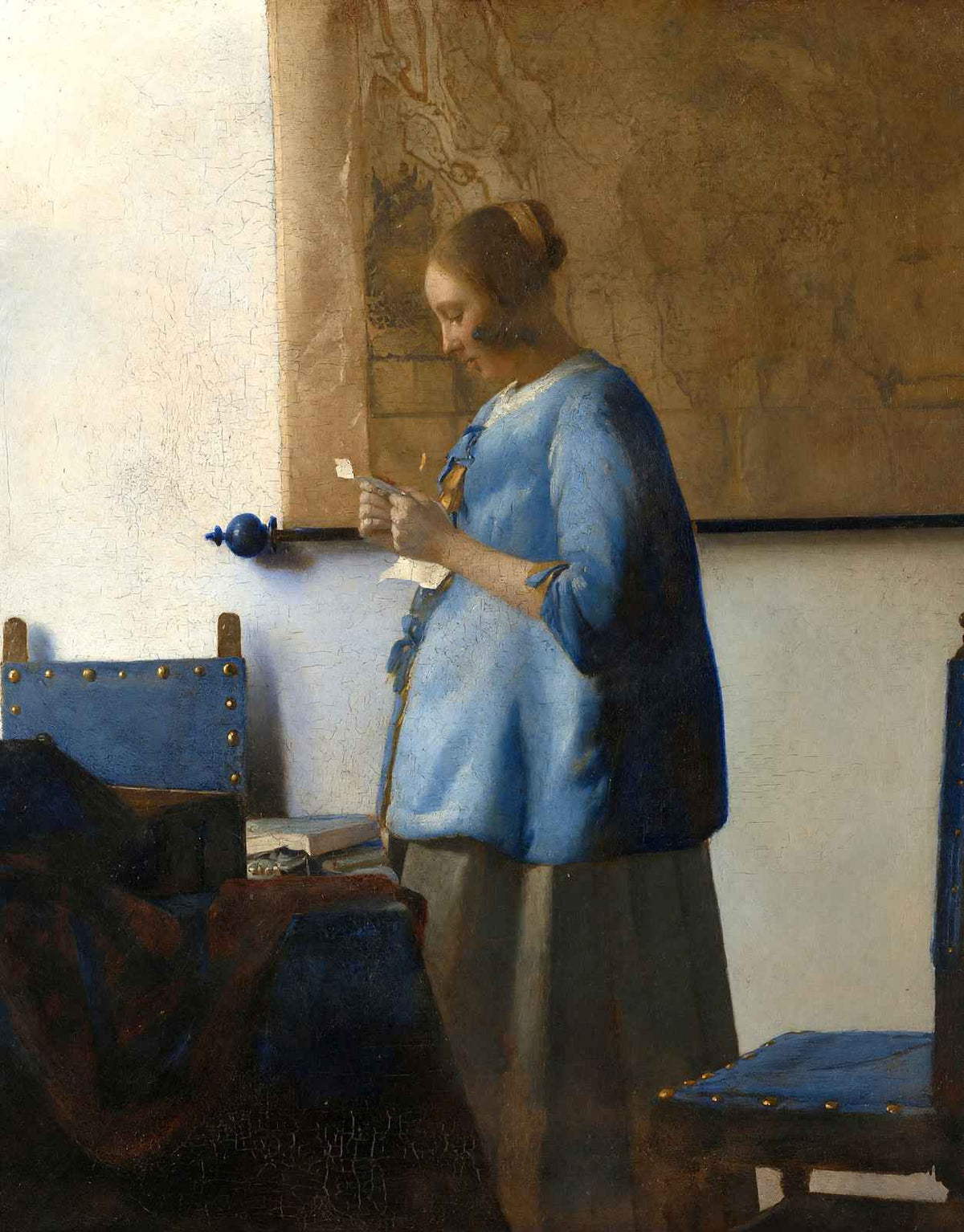 Woman Reading a Letter (Woman in Blue Reading a Letter) 1663 Art Print (6 Sizes)