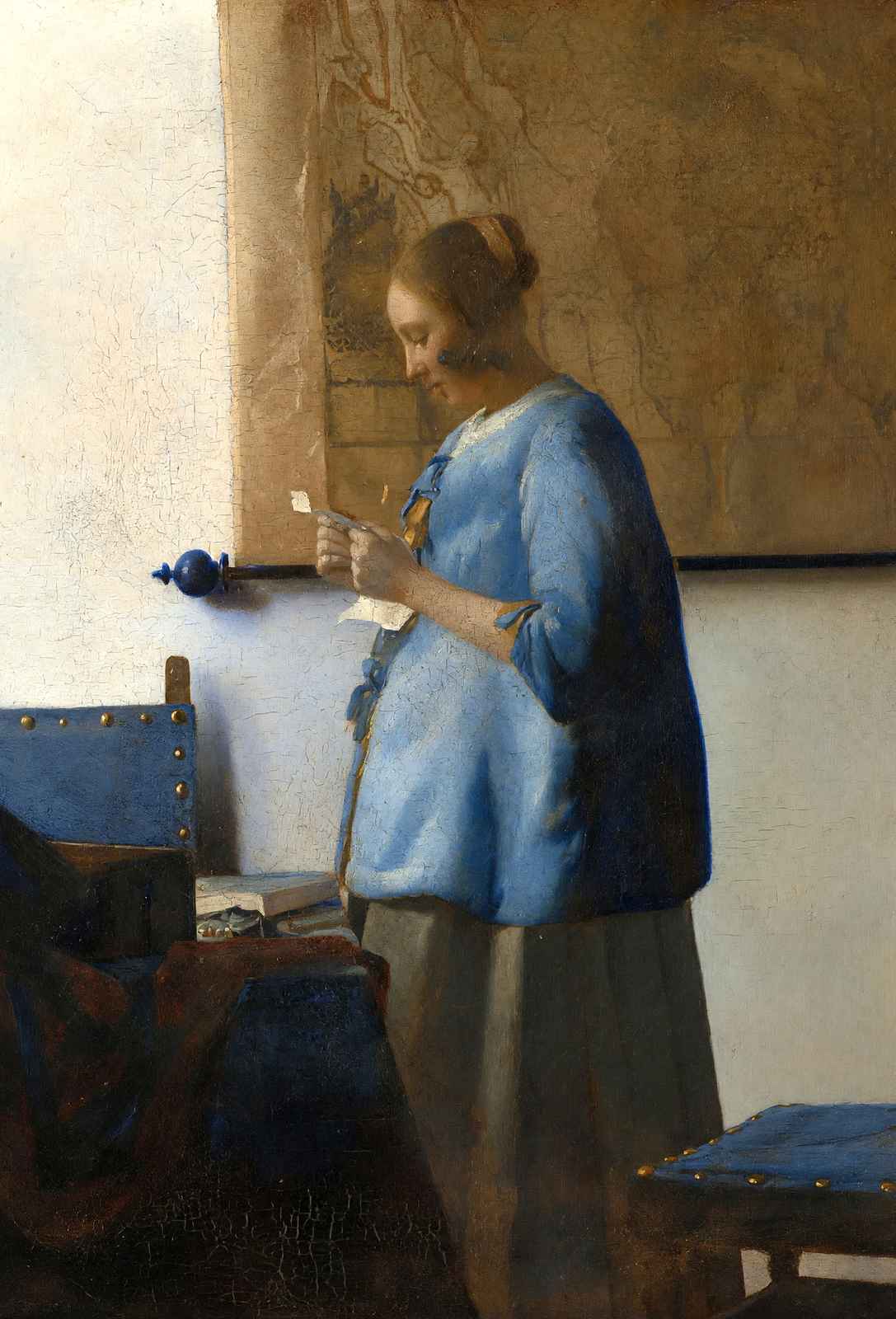 Woman Reading a Letter (Woman in Blue Reading a Letter) 1663 Art Print (6 Sizes)