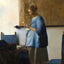 Woman Reading a Letter (Woman in Blue Reading a Letter) painting print by Johannes Vermeer (1663)