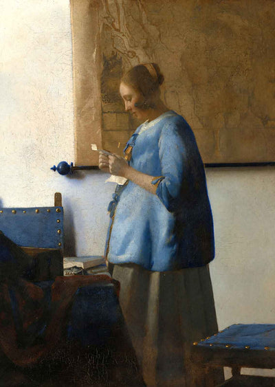 Woman Reading a Letter (Woman in Blue Reading a Letter) 1663 Art Print (6 Sizes)