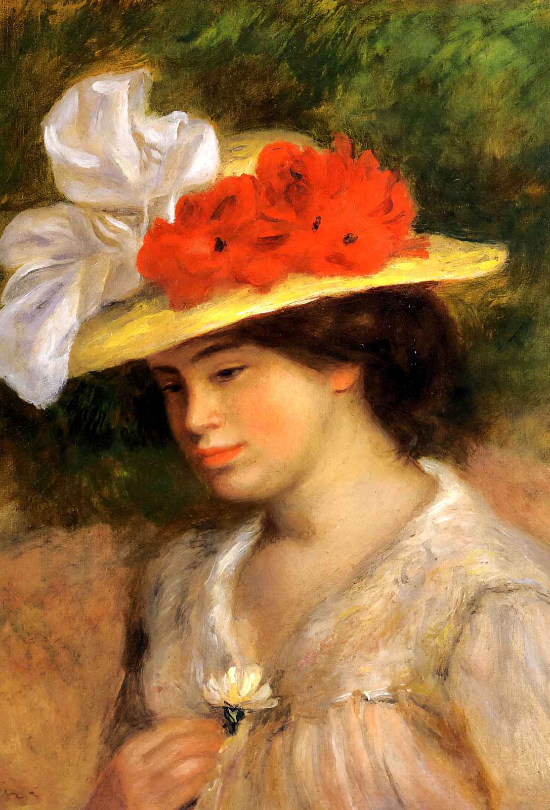 Woman in a Flowered Hat Art Print 1899 by Pierre-Auguste Renoir (6 Sizes)