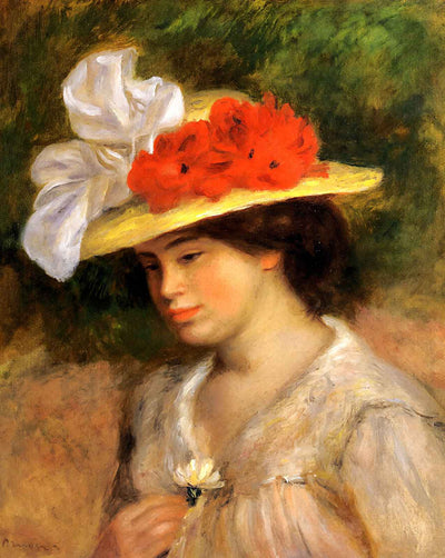 Woman in a Flowered Hat fine art print by Pierre-Auguste Renoir (1899)