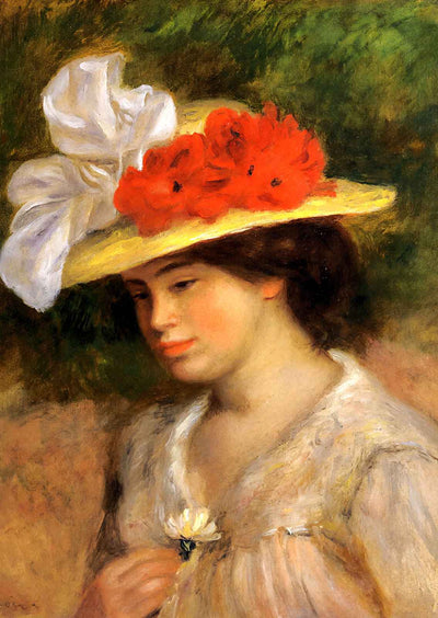 Woman in a Flowered Hat Art Print 1899 by Pierre-Auguste Renoir (6 Sizes)