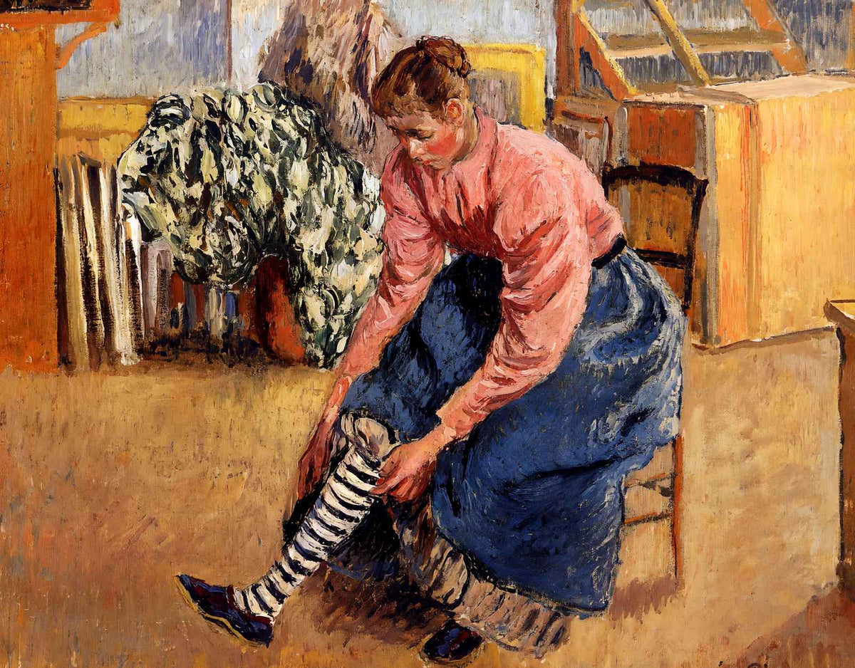 Woman Putting on Her Stockings 1895 by Camille Pissarro Art Print (6 Sizes)
