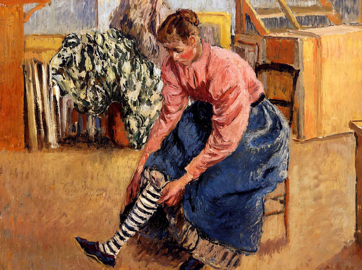 Woman Putting on Her Stockings 1895 by Camille Pissarro Art Print (6 Sizes)