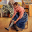 Woman Putting on Her Stockings painting print by Camille Pissarro (1895)