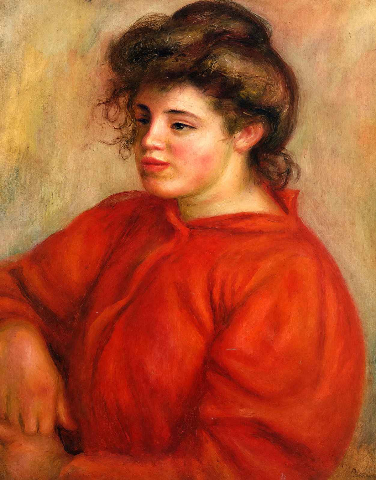 Woman in a Red Blouse Fine Art Print 1908 by Pierre-Auguste Renoir (6 Sizes)
