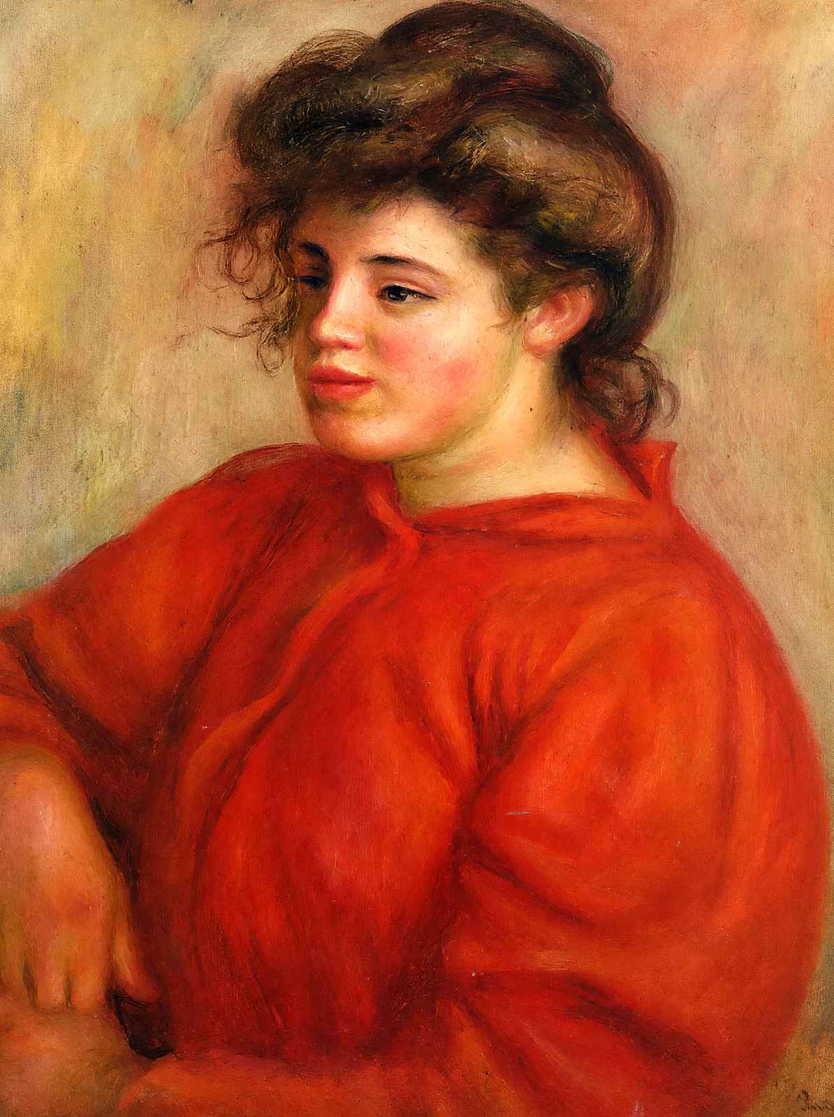 Woman in a Red Blouse Fine Art Print 1908 by Pierre-Auguste Renoir (6 Sizes)